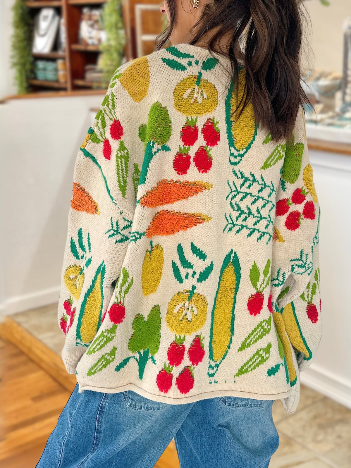 Harvest Vegetable Pattern Cardigan