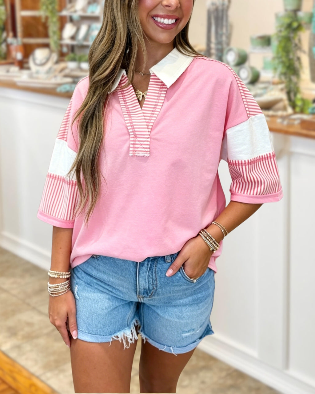 Little Attitude Striped Colorblock Top