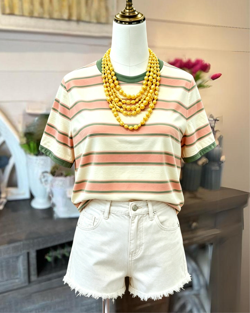 Color-blocked Striped T-shirt