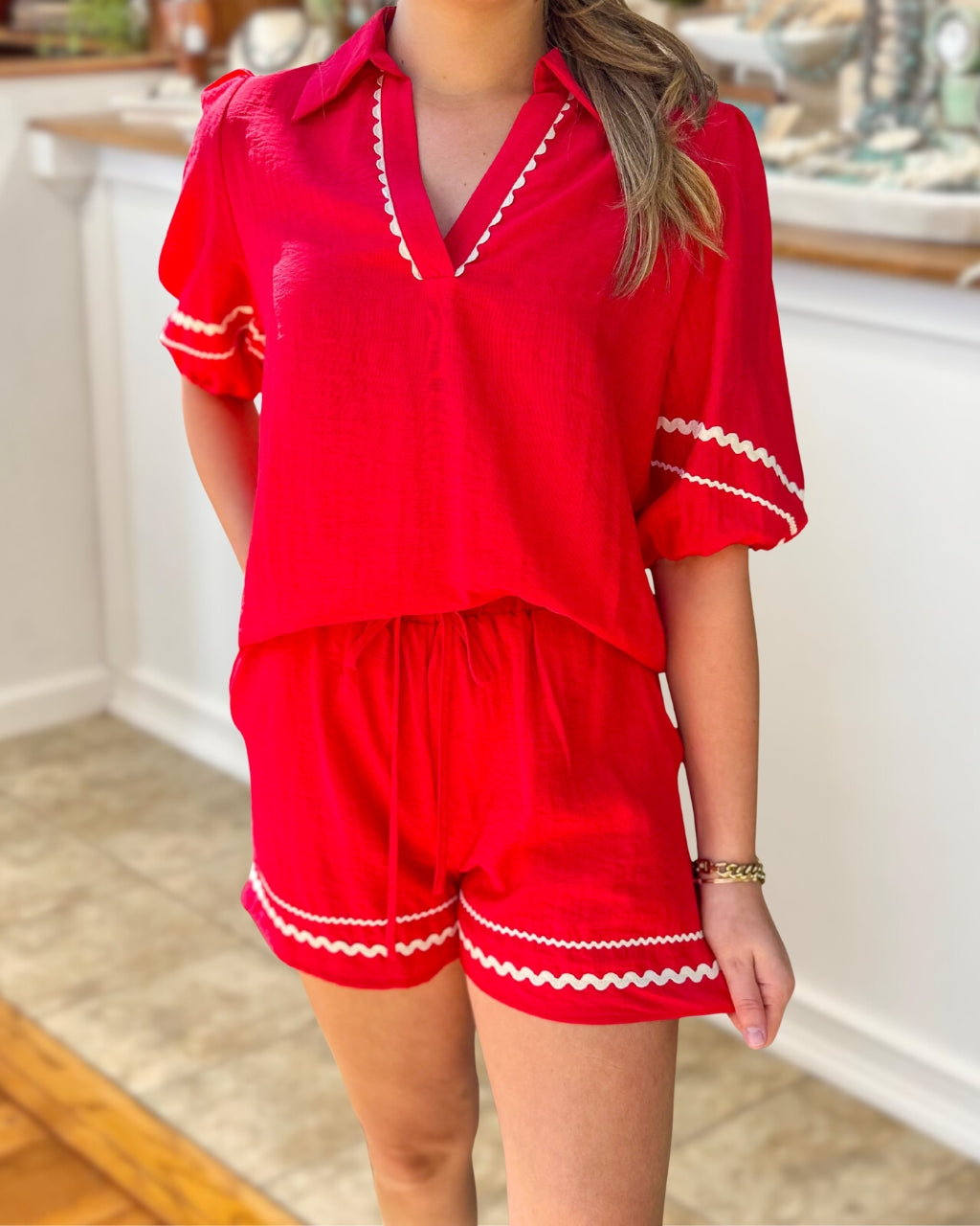 Zero Effort Ric Rac Shorts Set