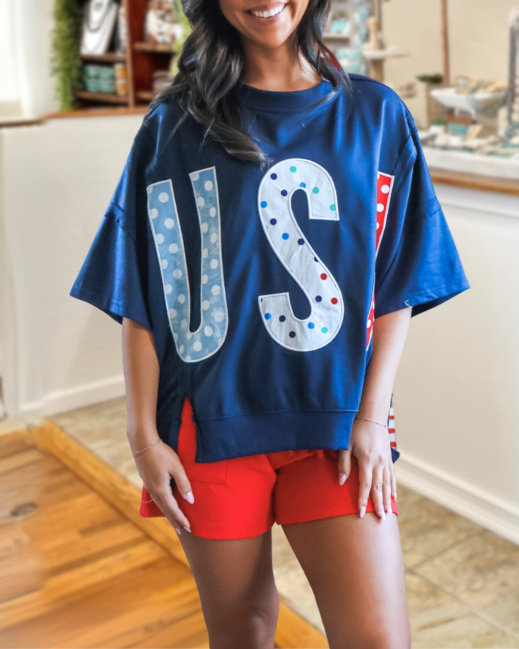 USA Embroidered Patch Top
