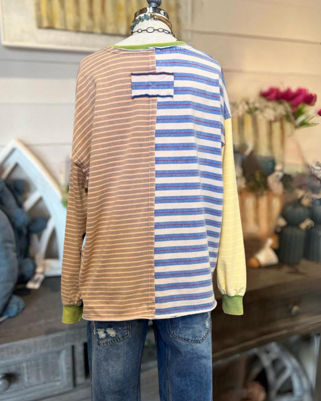 Striped Color-block Casual Pullover