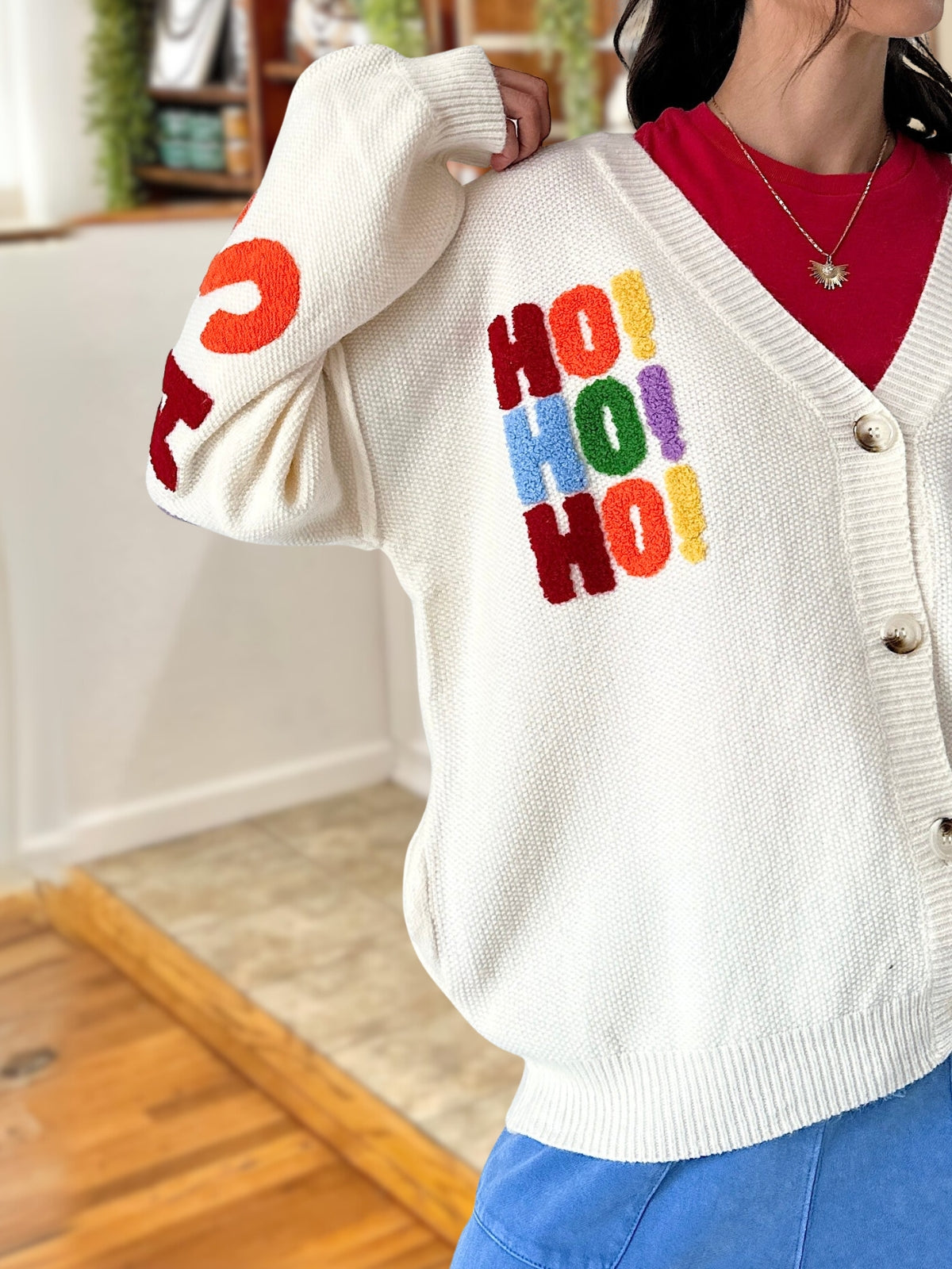 Merry Christmas Embroidered Letter Cardigan