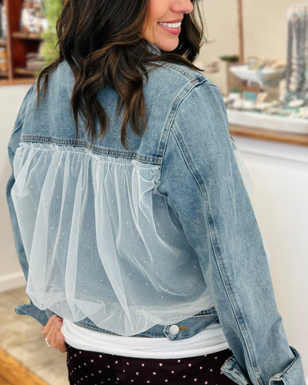 Mesh Patchwork Denim Jacket