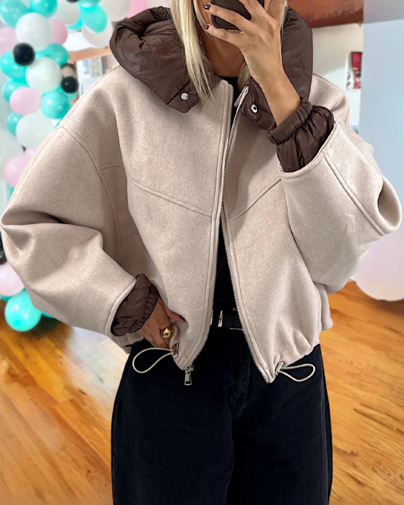 Stylish Zipper Woolen Jacket