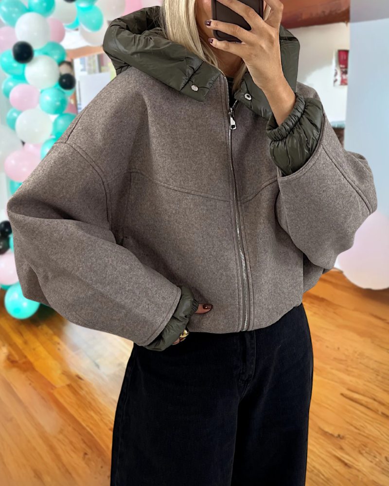 Stylish Zipper Woolen Jacket
