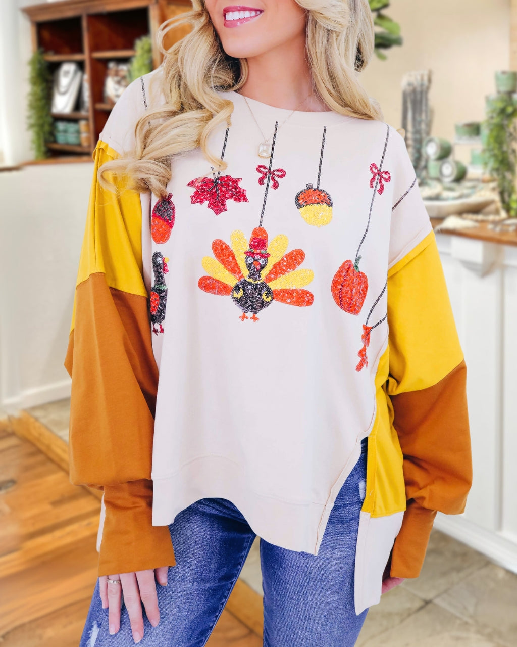 Thanksgiving Turkey Sequined Sweatshirt