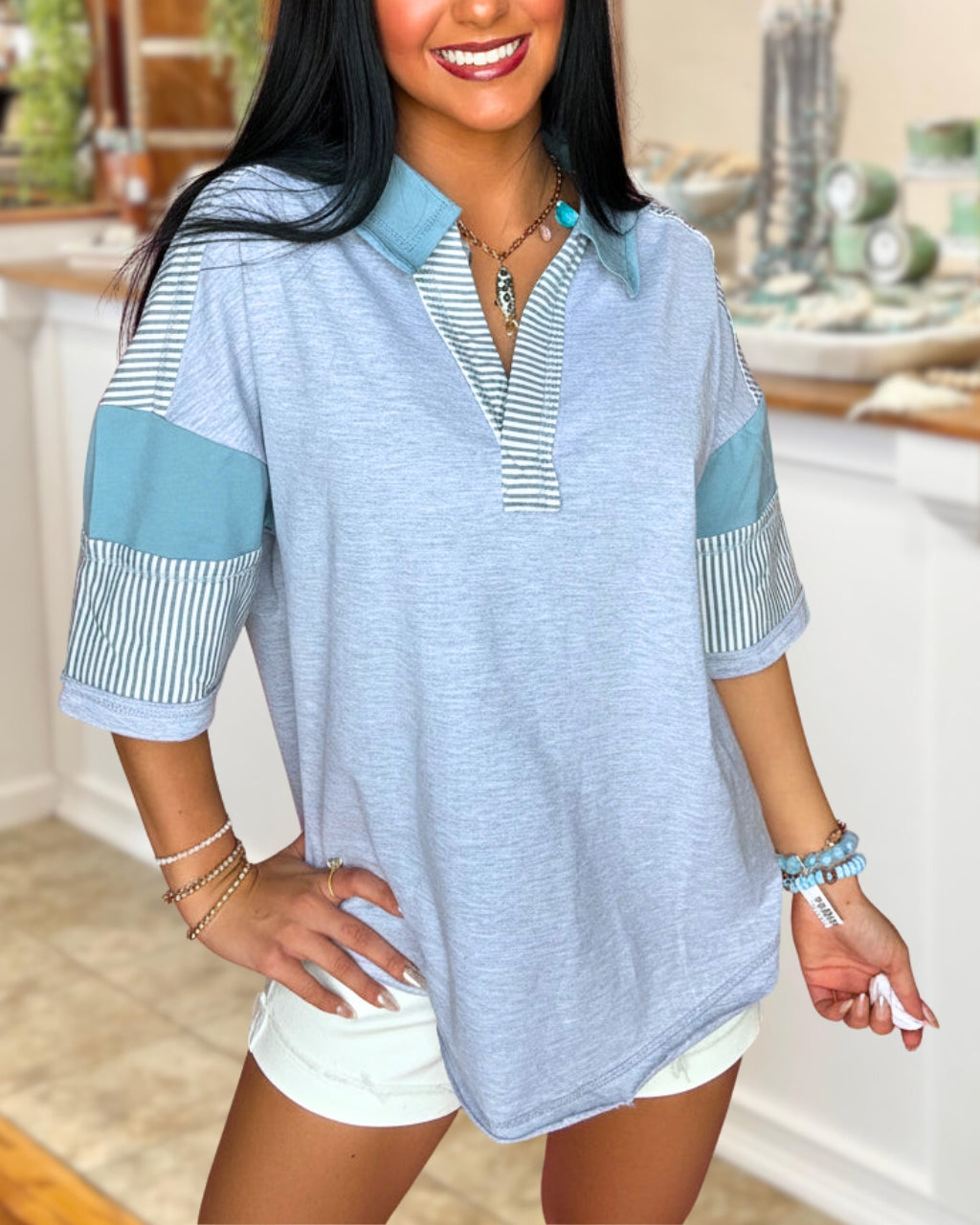 Little Attitude Striped Colorblock Top