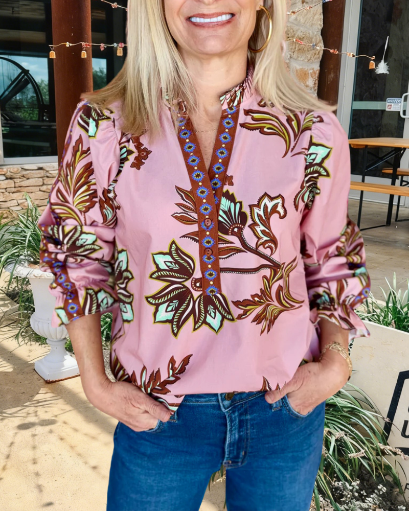 Vintage Floral Satin Top