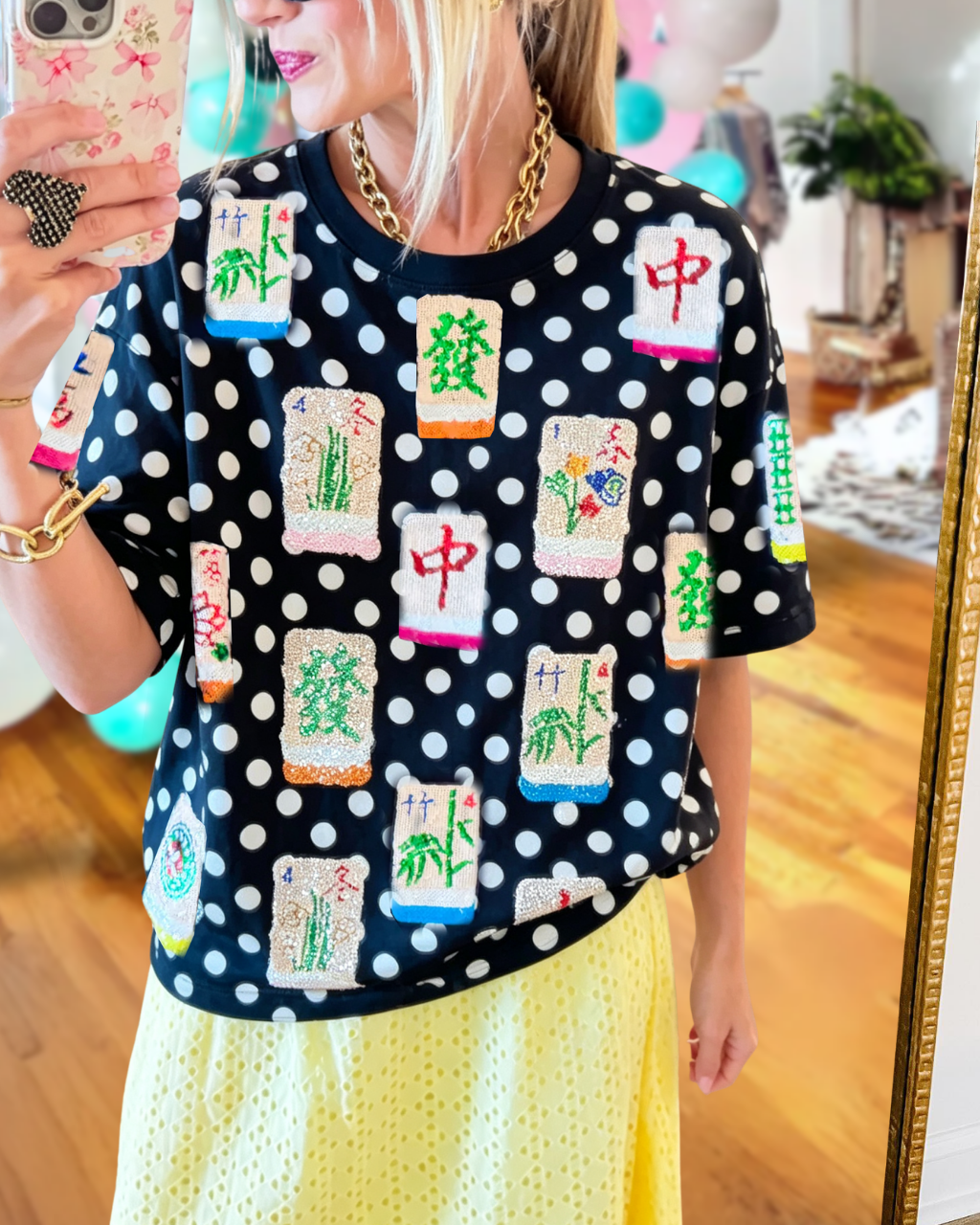 Mahjong Sequin Polka-dot Tee