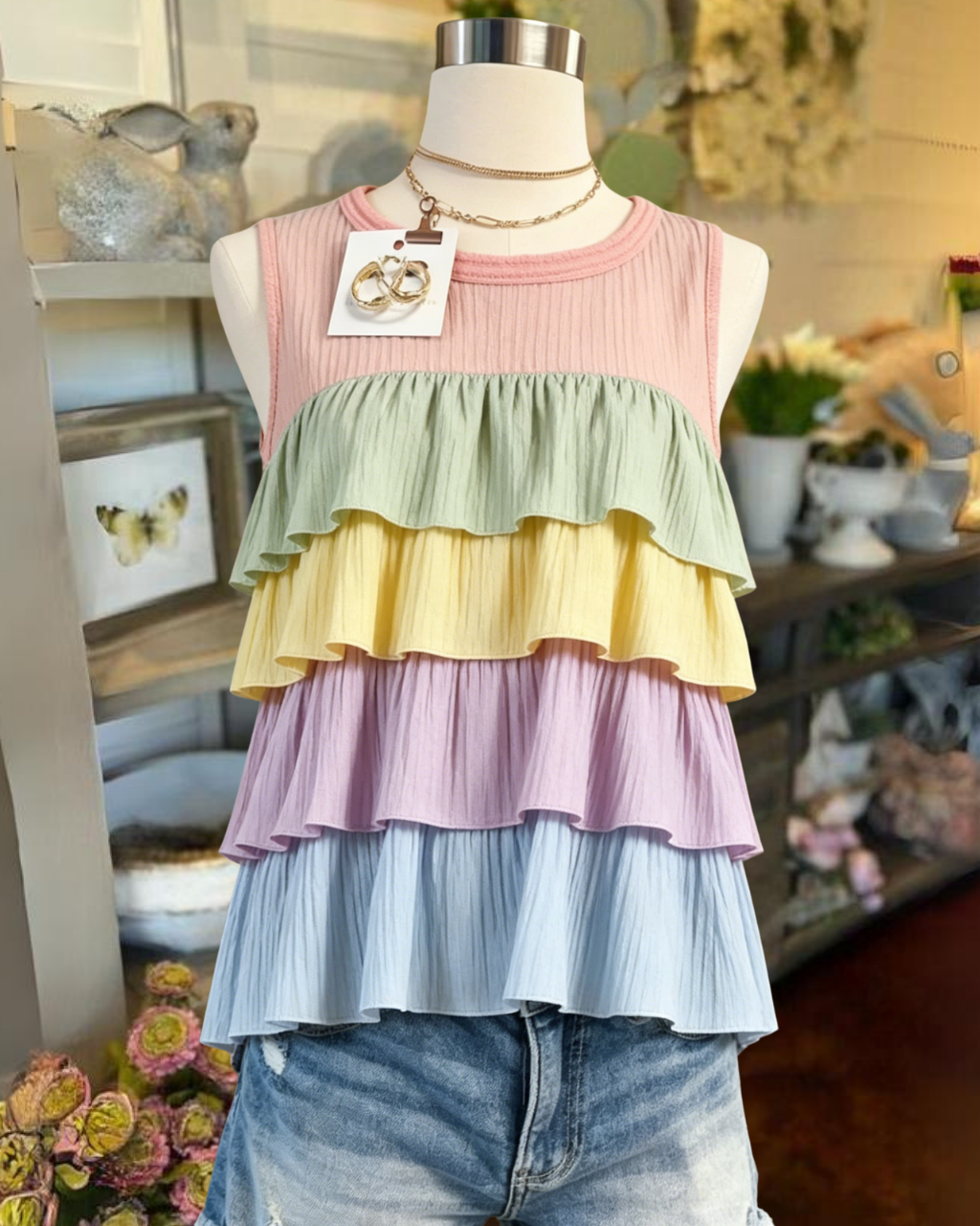 Colorful Layered Flowy Sleeveless Top