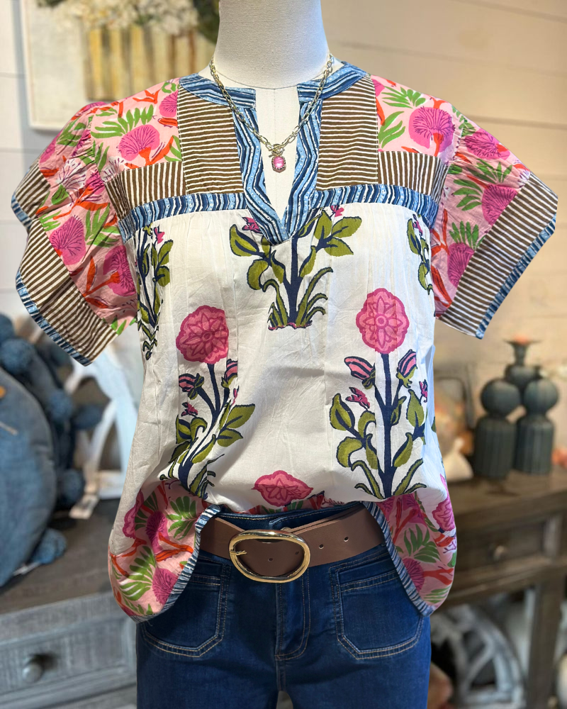 Chic Striped Floral Top