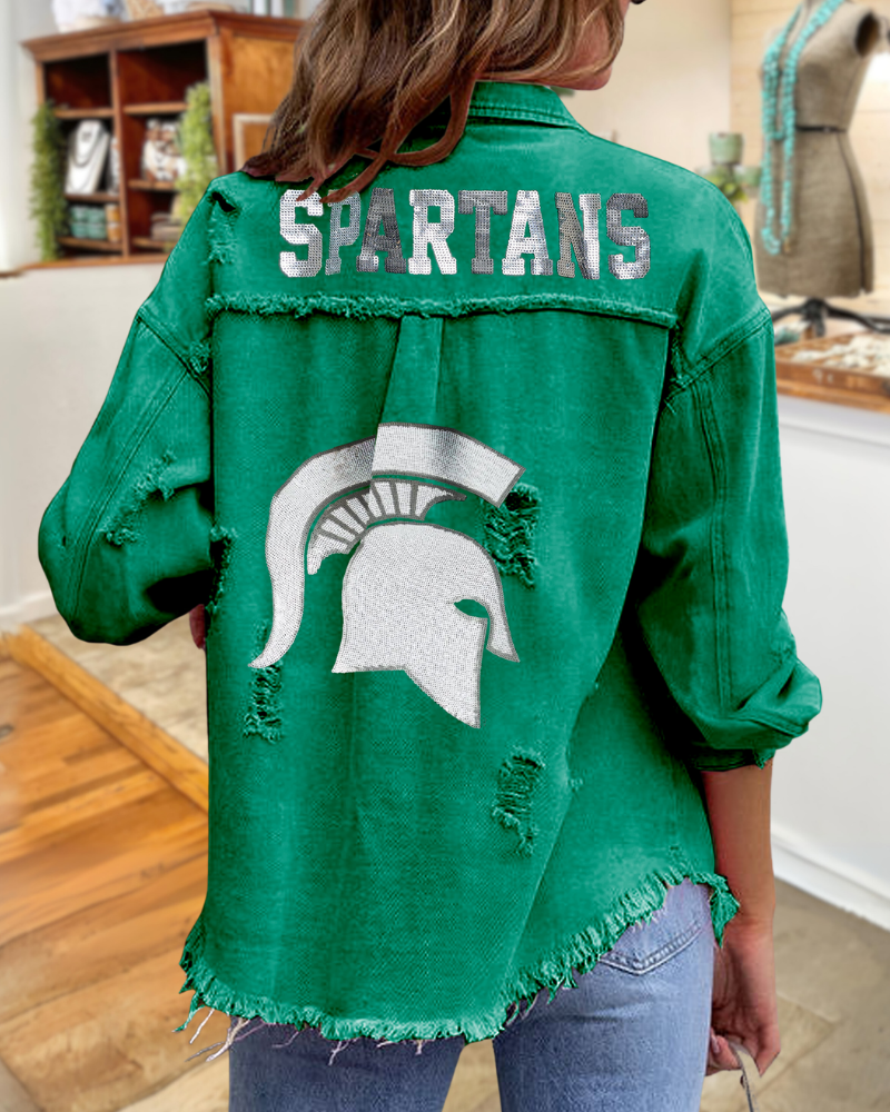 Spartans Sequined Raw-Trimmed Jacket