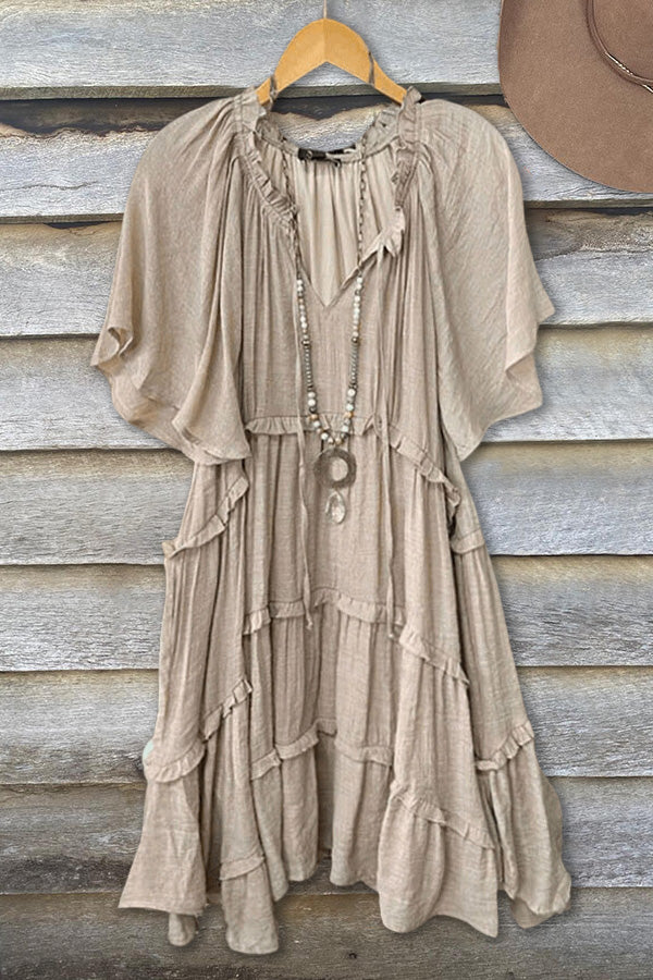 Elegant Plain V-Neck Casual Dress