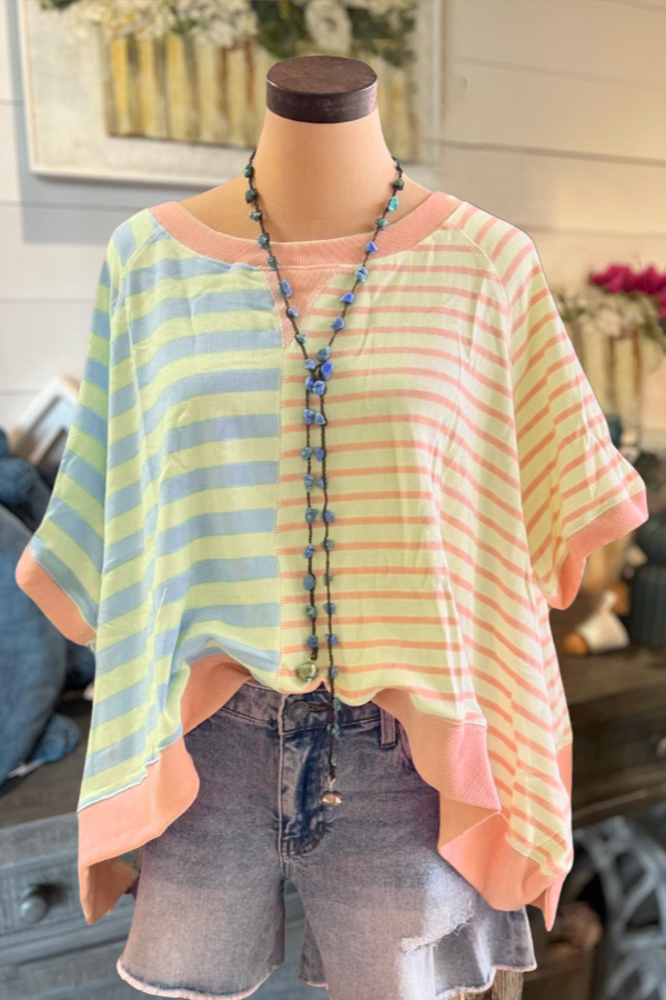Oversized Colorblock Stripe Top