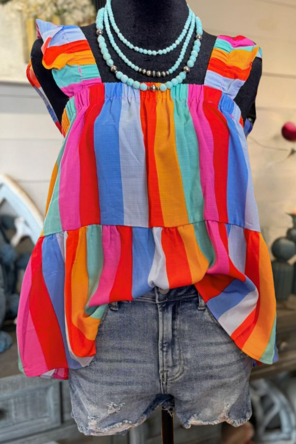 Playfulness Striped Babydoll Tank