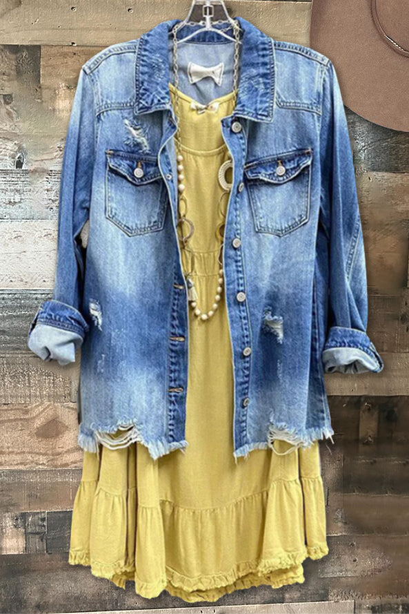 Classic Ripped Frayed Denim Jacket