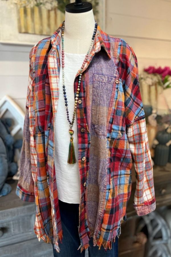 Colorful Patchwork Unique Plaid Shirt