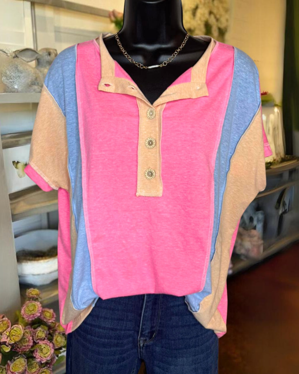 Vibrant Harmony Color Block Top
