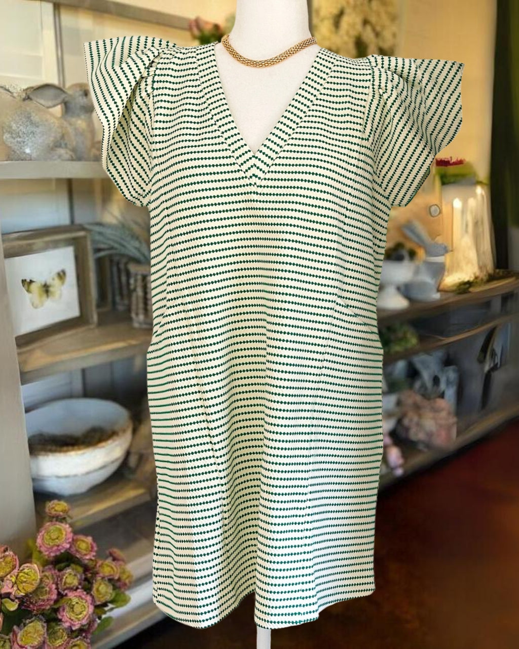 Dotted Stripe Textured Dress