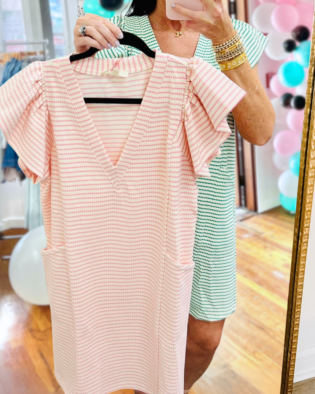 Dotted Stripe Textured Dress