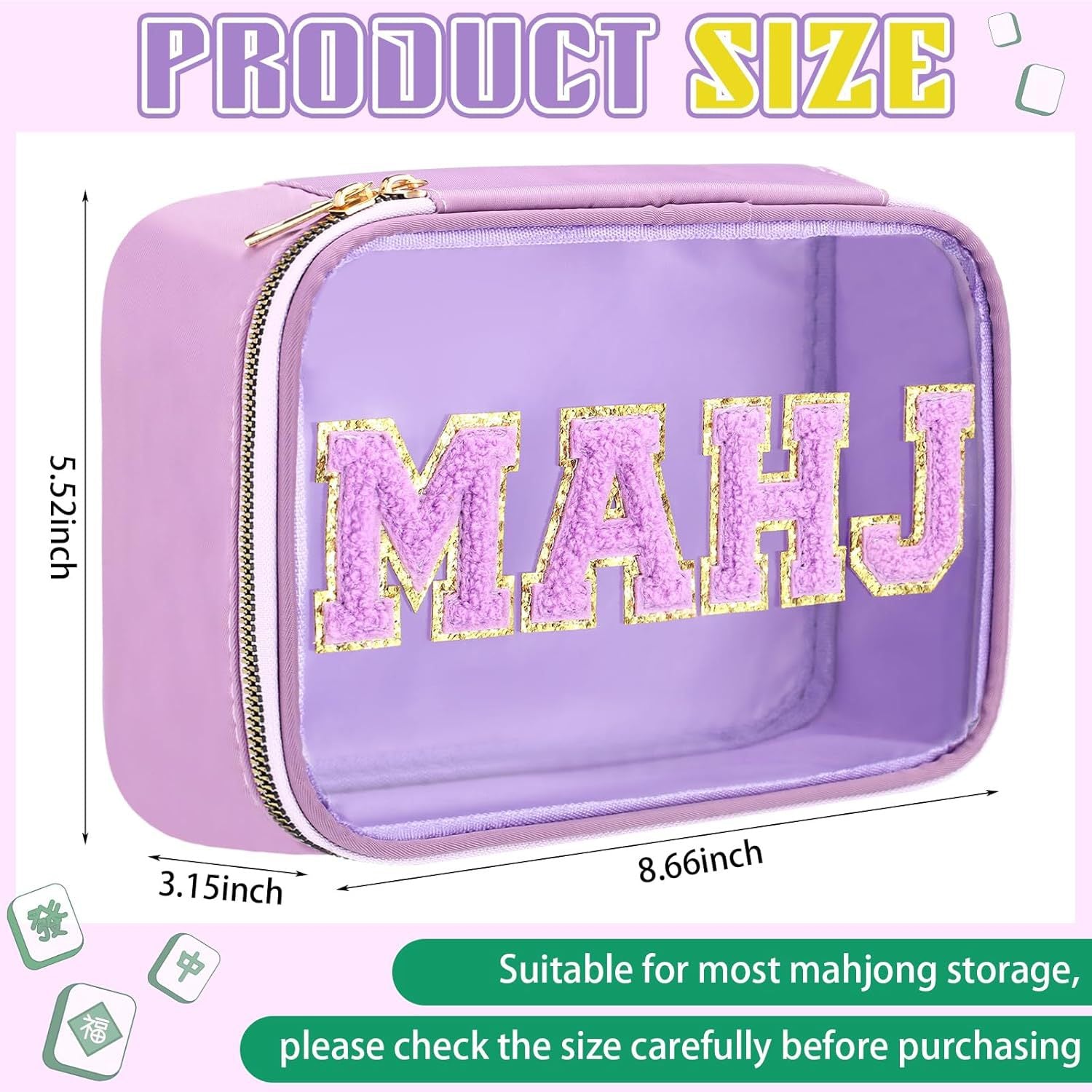 Mahjong Zipper Storage Bag