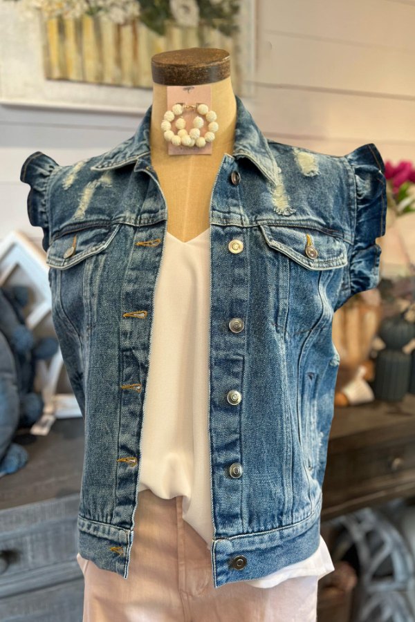 Ruffle Denim Jacket