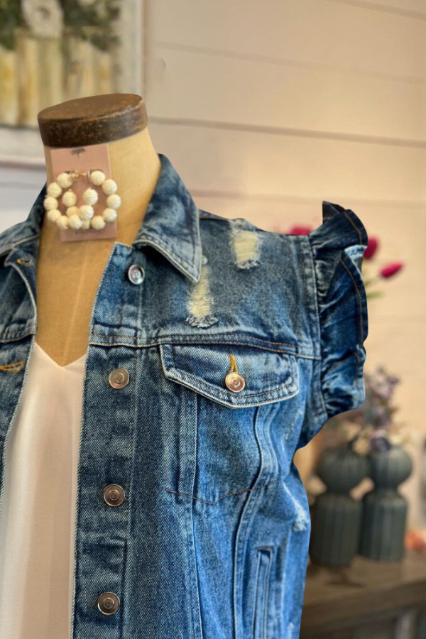 Ruffle Denim Jacket