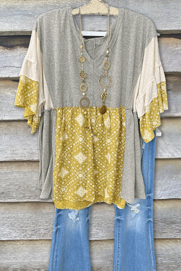 Ruffled Colorblock T-shirt