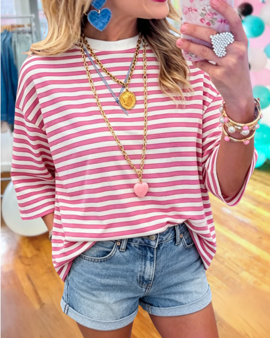 Bow-tie Ribbon Detail Striped Top