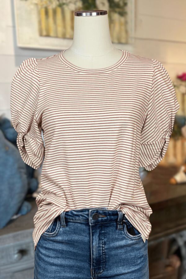 Striped Twisted Sleeve Tee