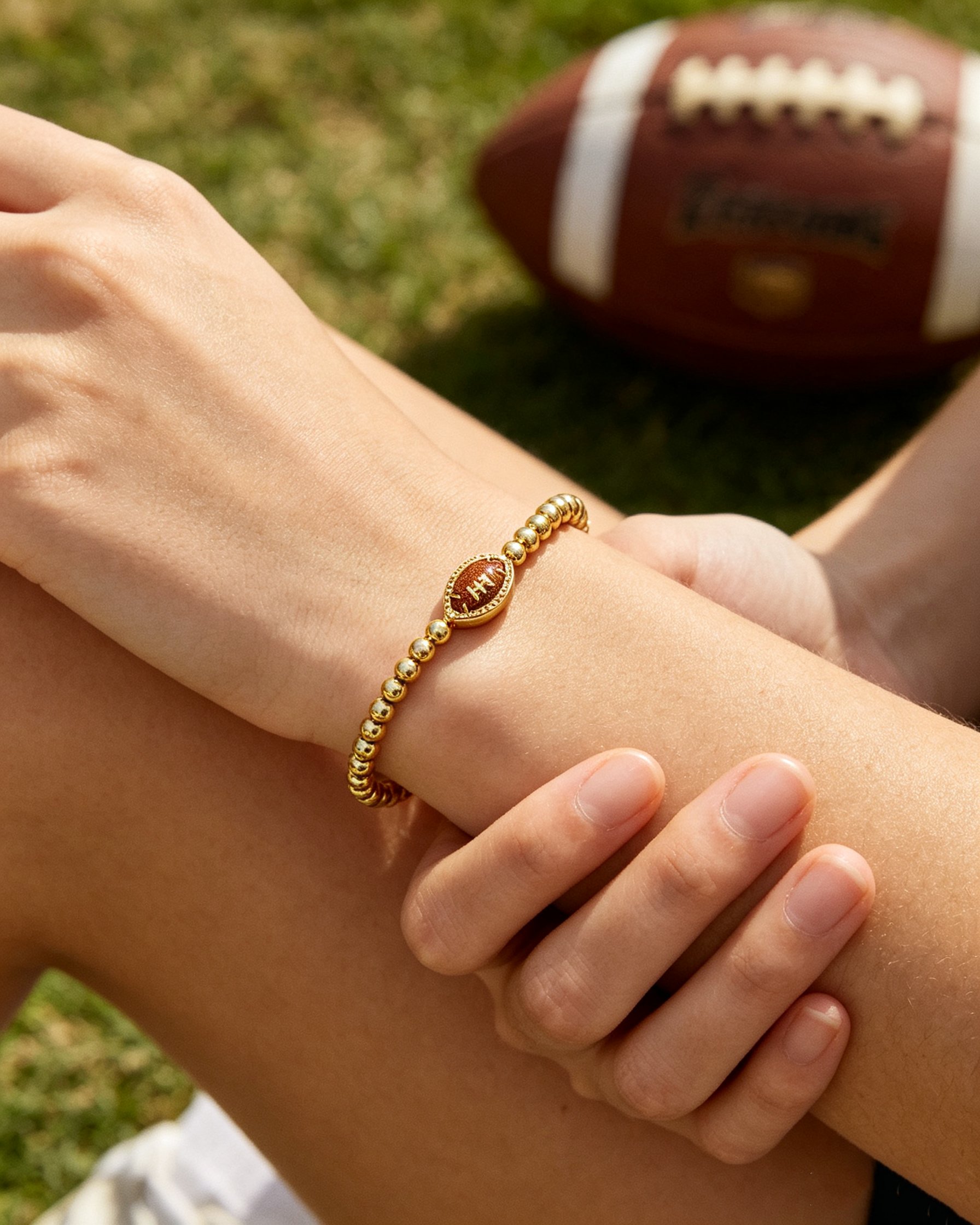 Football Logo Beaded Bracelet