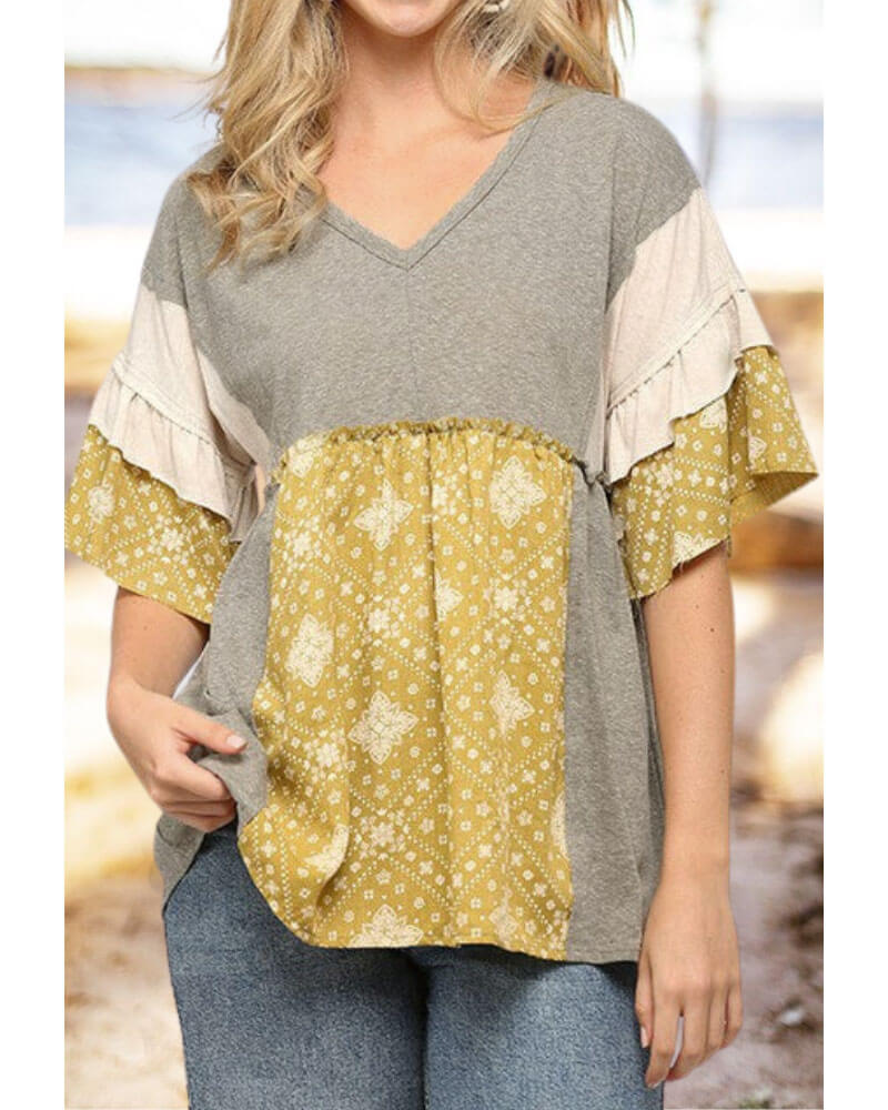 Ruffled Colorblock T-shirt