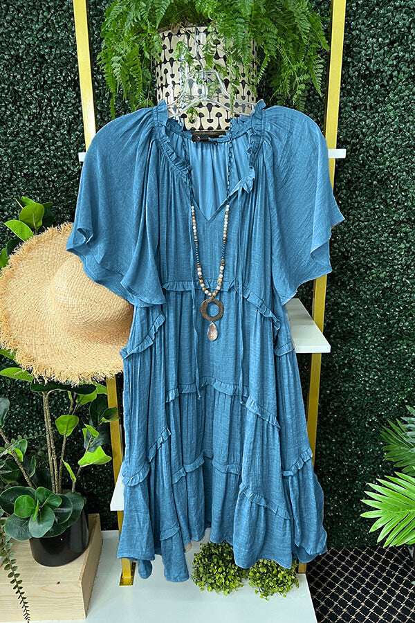 Elegant Plain V-Neck Casual Dress