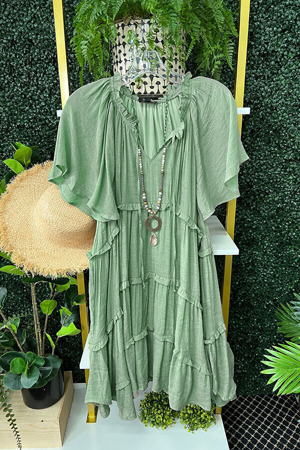 Elegant Plain V-Neck Casual Dress