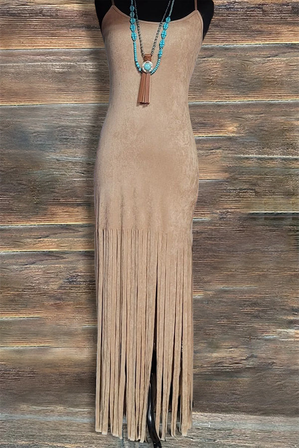 Suede Fringed Dress
