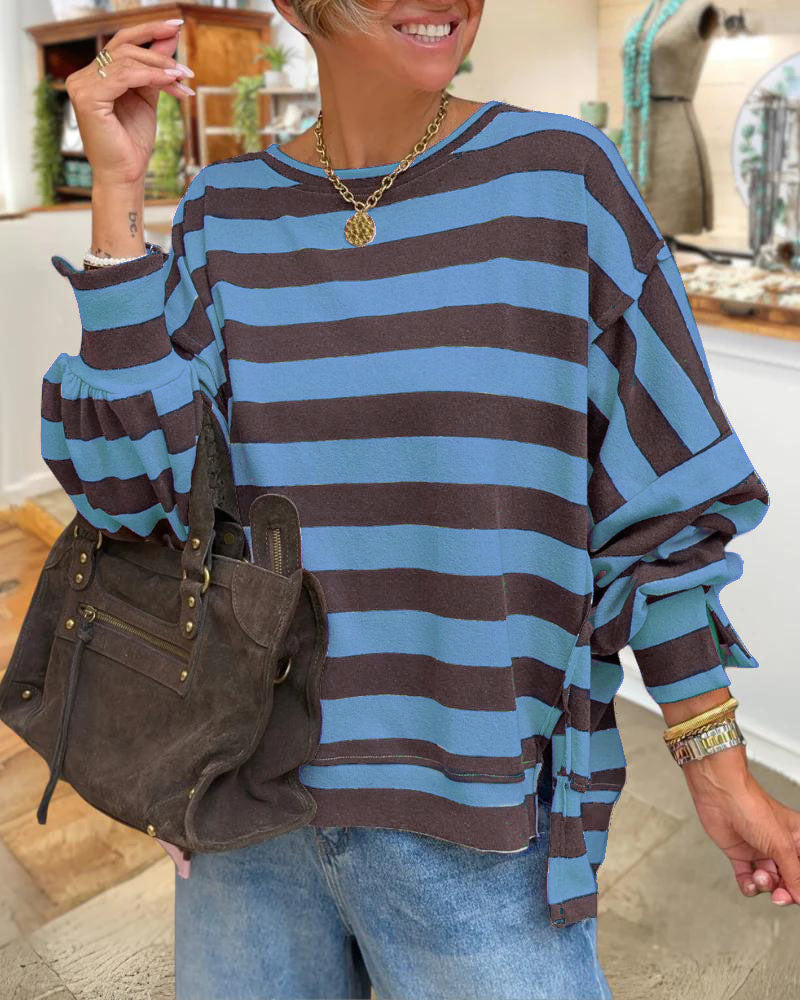 Striped Casual Oversized Sweatshirt