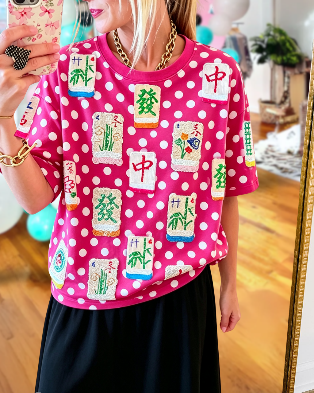 Mahjong Sequin Polka-dot Tee