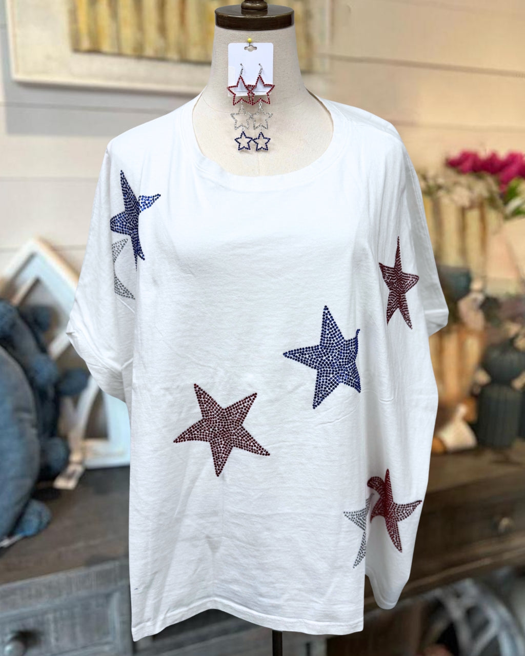 Rhinestone Star Crew Neck T-Shirt