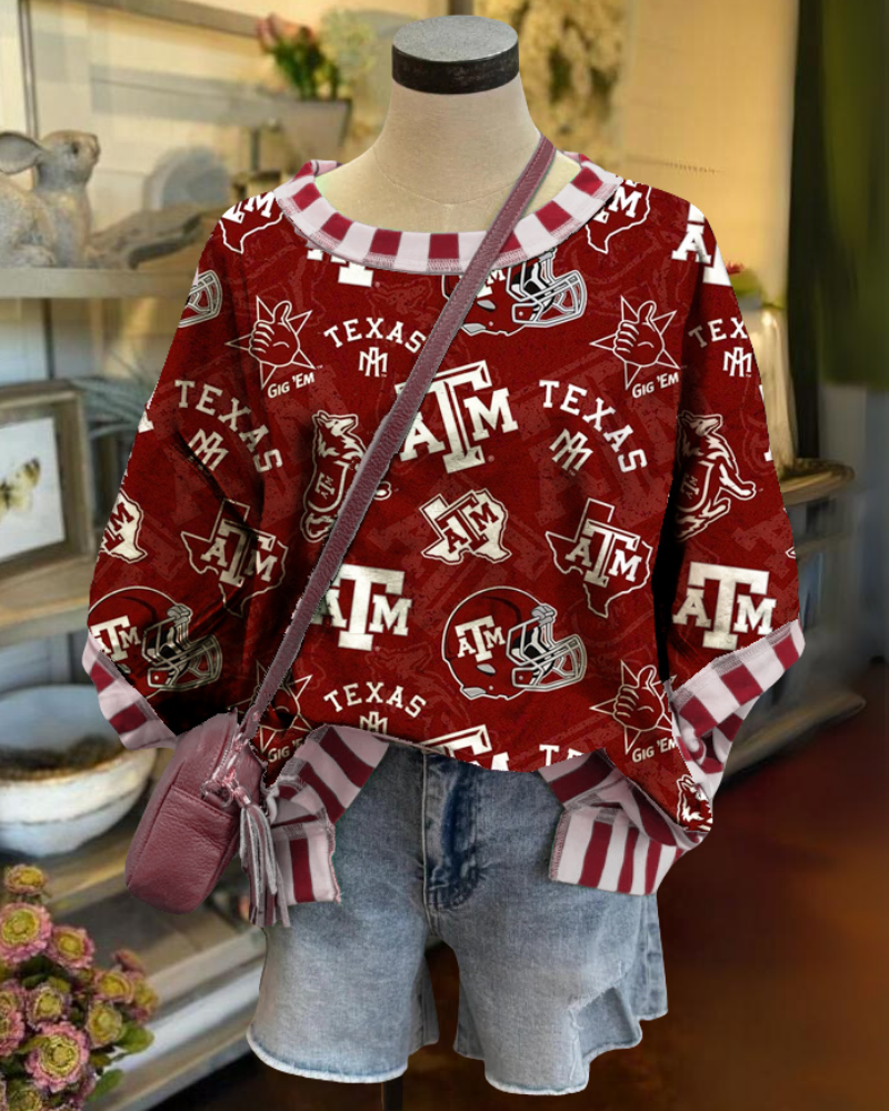 Texas A&M Striped Trim T-shirt