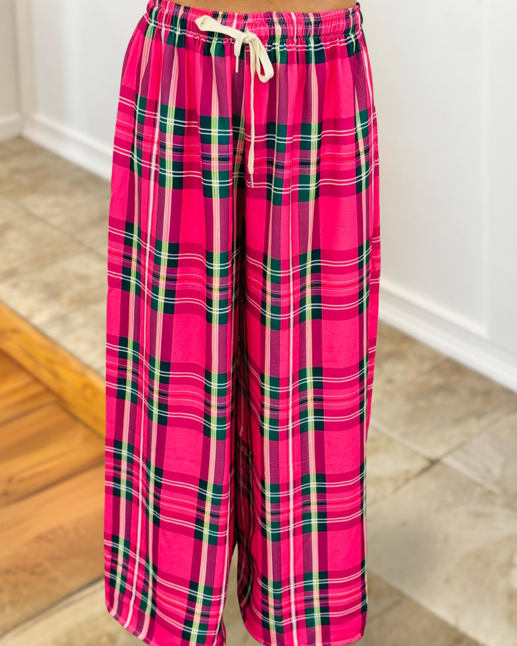 Colorful Plaid Drawstring Pants