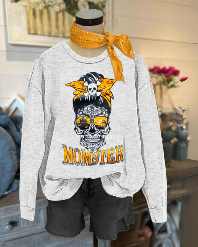 MOMSTER Skull Design Sweatshirt