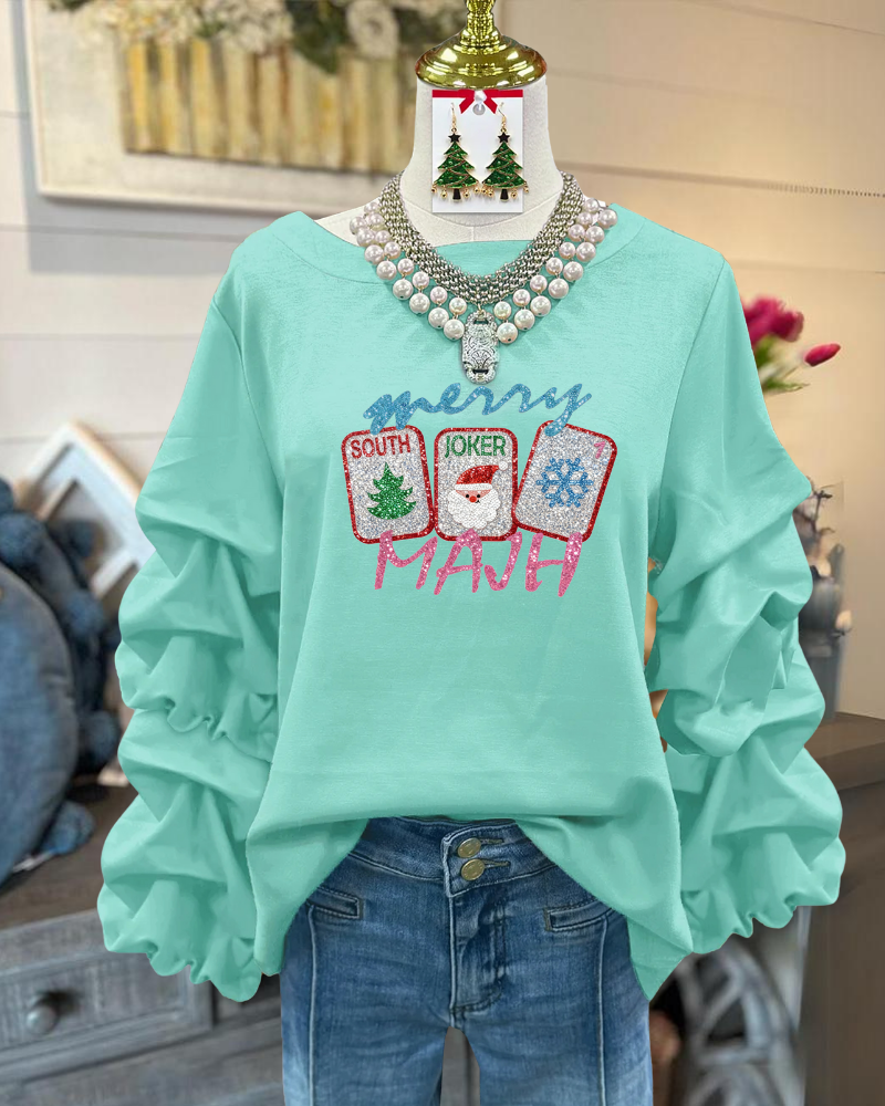 Christmas Mahjong Sequined Sweatshirt