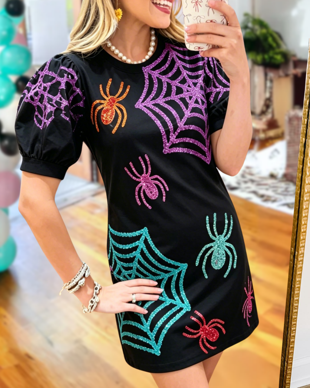 Halloween Sequin Spiderweb Dress