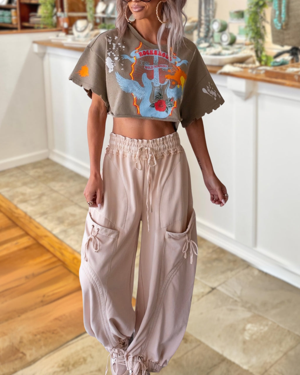 Washed Crinkle Balloon Pants