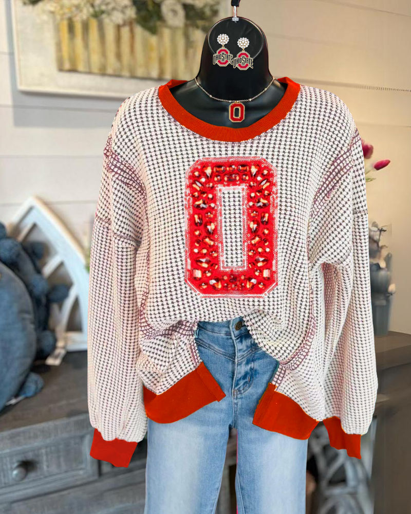 OHIO Rhinestone Embroidered Sweatshirt
