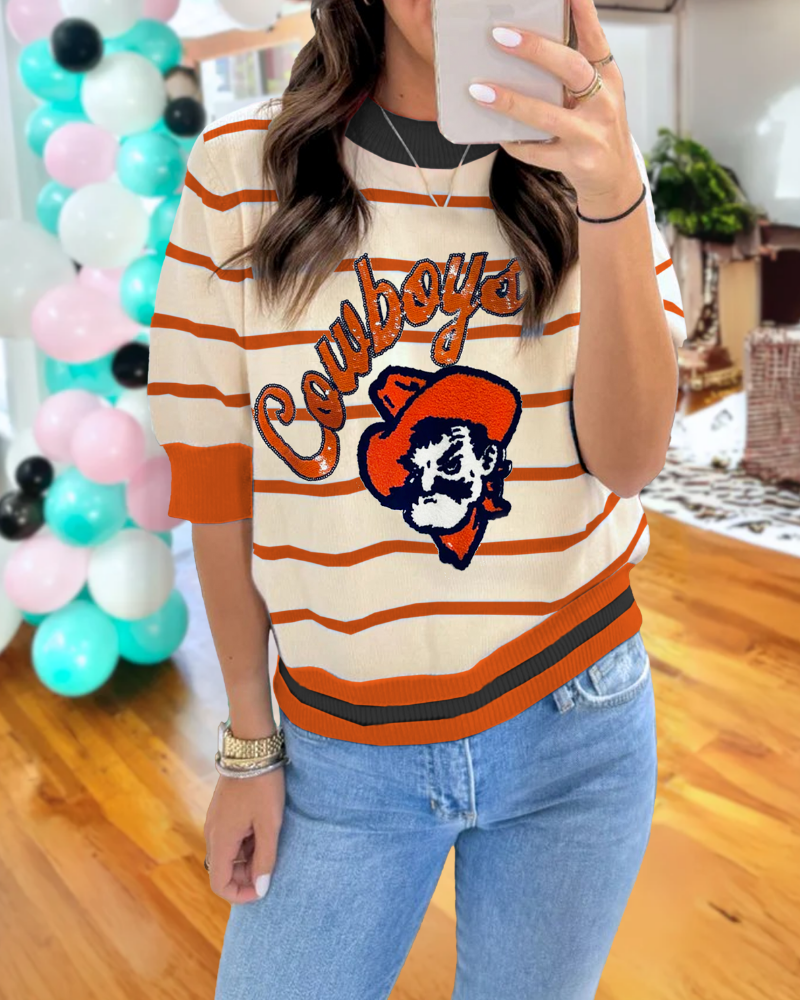 OSU Cowboys Sequin Stripe Sweater