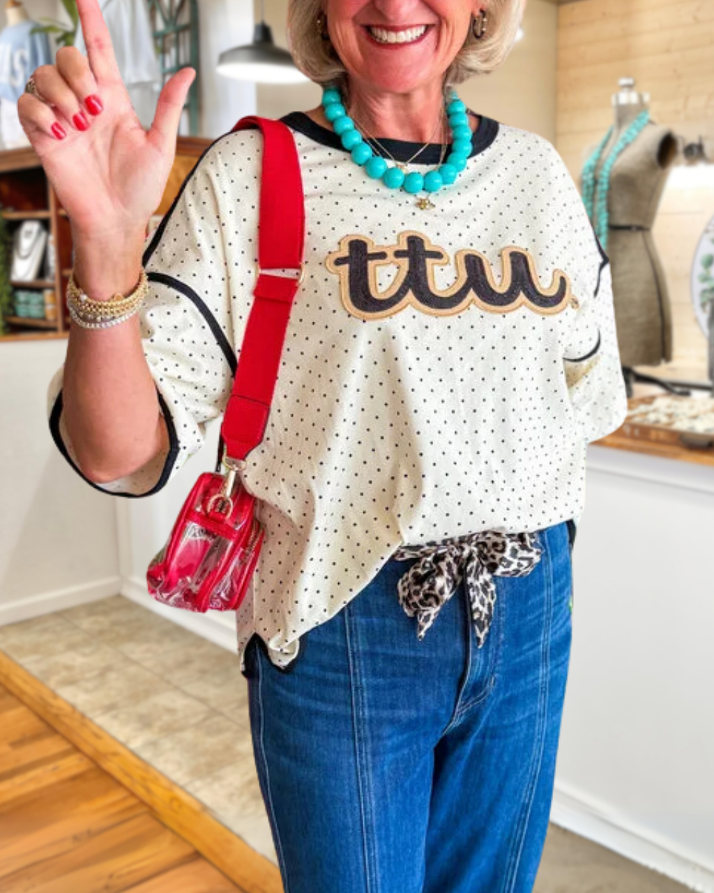 Gameday Polka-Dot Embroidered T-Shirt