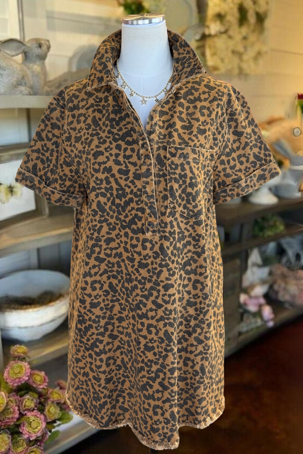 Trendy Leopard Washed Dress