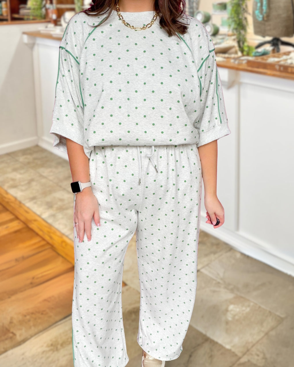 Terry Soft Polka Dot Set